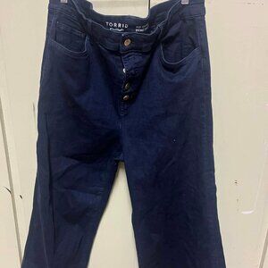 Torrid Crop Wide Leg Lightweight Stretch High-Rise Jean Sz 16 Button Fly